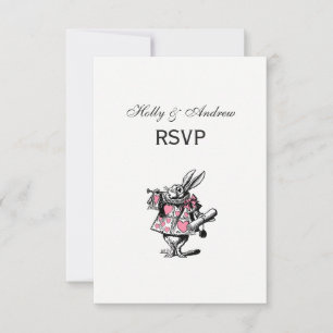 Cartão RSVP Coelhinho Branco Trompetista Alice no País das Mar