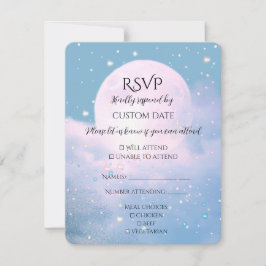 Cartão RSVP Coleção de Casamento Atmosférico Luar Brilhante