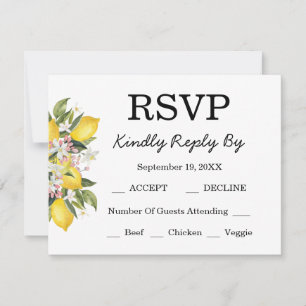 Cartão RSVP Coleção de Casamento de Limão Citrino Mediterrâneo