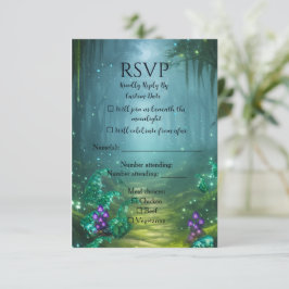 Cartão RSVP Coleção de Casamento Elegância Bioluminescente