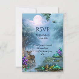 Cartão RSVP Coleção de Casamento Elegância Bioluminescente