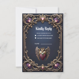 Cartão RSVP Coleção de Casamento Gótico Vitoriano