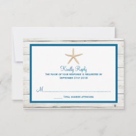 Cartão RSVP Coleção de Casamento Starfish na Praia de Madeira