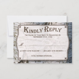 Cartão RSVP Coleção de Casamentos de Árvore de Prata Rústica