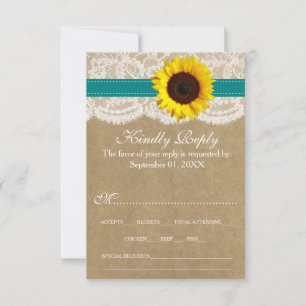 Cartão RSVP Coleção de Casamentos de Girassol Rustic Kraft