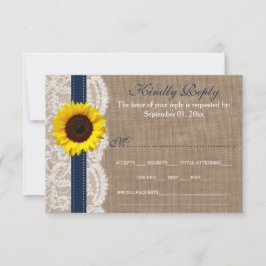 Cartão RSVP Coleção de Casamentos Russos de Girassol - Marinho