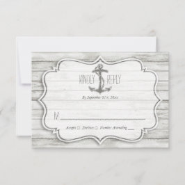 Cartão RSVP Coleção Náutica de Casamento de Madeira de Praia d