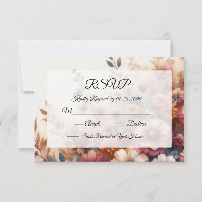 Cartão RSVP Colheita de Petais e Pintados (Frente)
