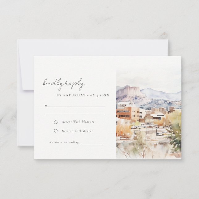 Cartão RSVP Colorado Springs, Colorado Watercolor Wedding (Frente)