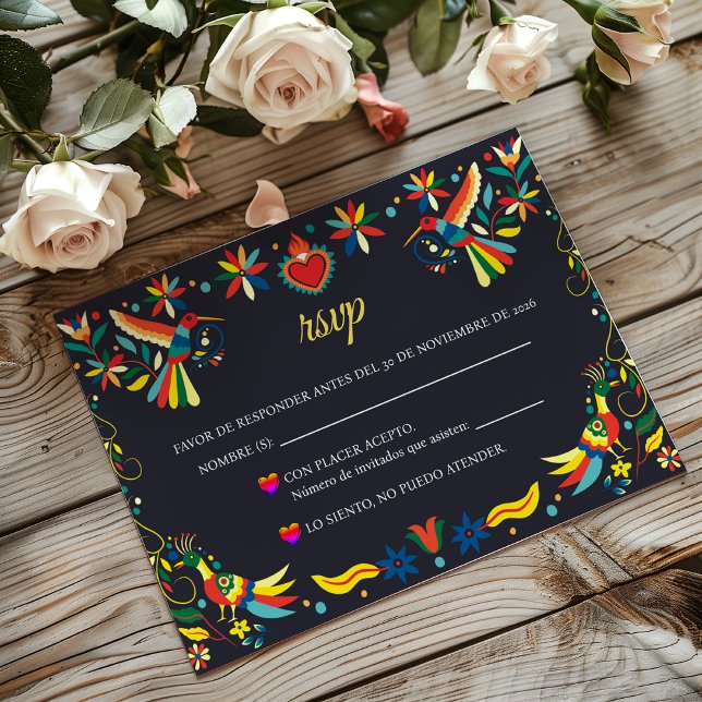 Cartão RSVP Colorful Cinco de Mayo Fiesta Spanish Wedding (Colorful Cinco de Mayo Fiesta Spanish Wedding RSVP Card)