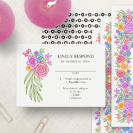 Cartão RSVP Colorful Fiesta Floral Wedding