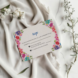 Cartão RSVP Colorful Floral Botanical Fiesta Spanish Wedding