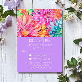 Cartão RSVP Colorida Escolha de Refeições de Casamento Floral 