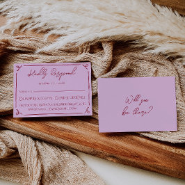 Cartão RSVP Colorido Casamento Retro Escrito à Mão Rosa Frambo