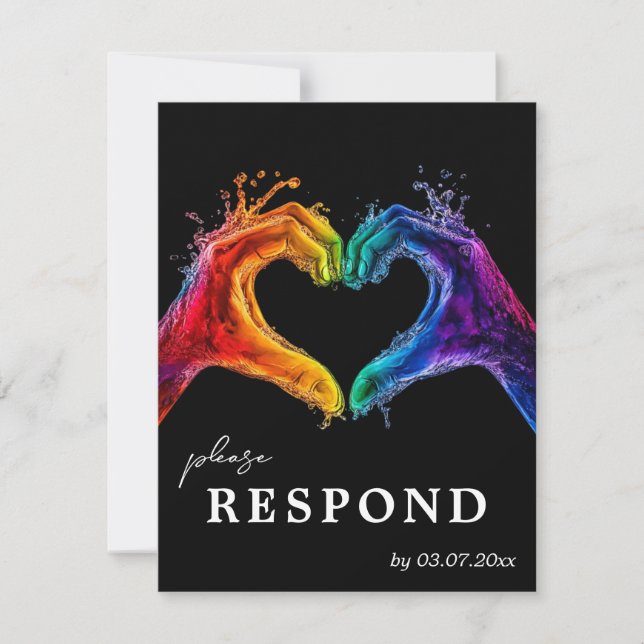 Cartão RSVP 🌈 ❤️ com a dieta preferida do casamento "Heart of (Frente)