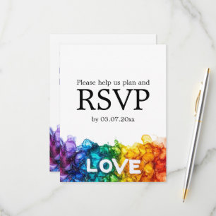 Cartão RSVP 🌈 com escolha dietética LGBTQ pintado com amor