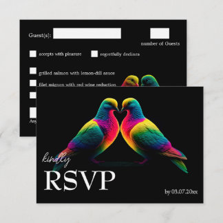 Cartão RSVP Com menu. 🌈🕊️Pombas da Promessa