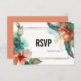 Cartão RSVP Com o código QR Hibiscus Serenade Paradise