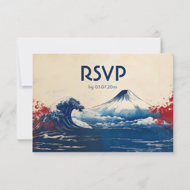 Cartão RSVP Com QR code simplesmente Japonesque Harmonia com F (Frente)