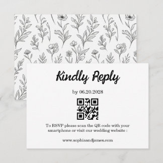 Cartão RSVP Combinação de Roteiro Minimalista Elegante Tradici
