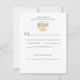 Cartão RSVP Concha de Ouro Simples e Azul Prussiano Profundo