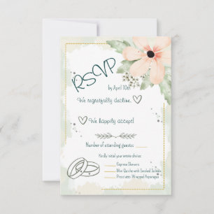 Cartão RSVP Coneflower Rubor Florais Aquarela