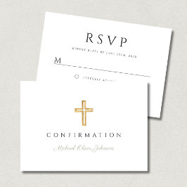 Cartão RSVP Confirmação da Cruz Religiosa Verde Salvia