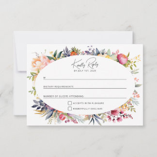 Cartão RSVP Confirmação de casamento boho glamour - peônias aq