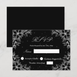 Cartão RSVP Confirmação de Casamento Branco com gráficos Flora