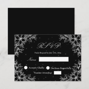 Cartão RSVP Confirmação de Casamento Branco com gráficos Flora