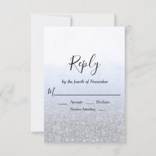Cartão RSVP Confirmação de Casamento Brilho Cinza Azul