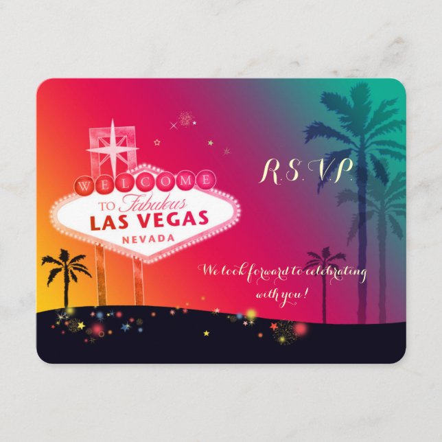 Cartão RSVP Confirmação de Casamento Caprichosa em Las Vegas (Frente)
