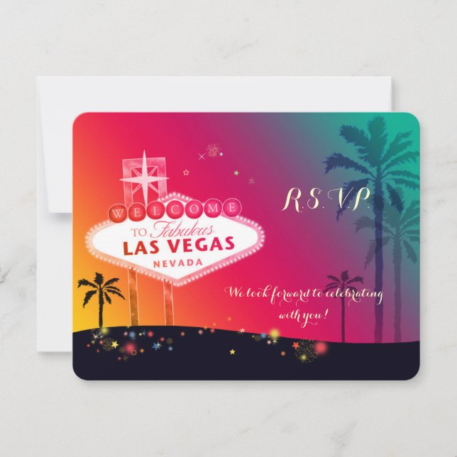 Cartão RSVP Confirmação de Casamento Caprichosa em Las Vegas (Frente)