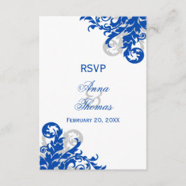 Cartão RSVP Confirmação de Casamento com Florescimento Azul Re