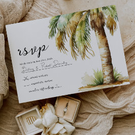 Cartão RSVP Confirmação de Casamento de Praia Tropical em Aqua