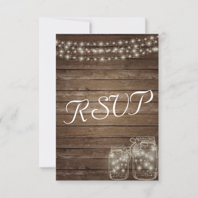 Cartão RSVP Confirmação de Casamento Elegante Luzes de Tinta R (Frente)