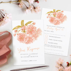Cartão RSVP Confirmação de casamento em aquarela floral de pri