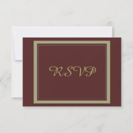 Cartão RSVP Confirmação de Casamento em Borgonha e Dourado