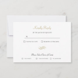 Cartão RSVP Confirmação de Casamento em Ouro Mínimo