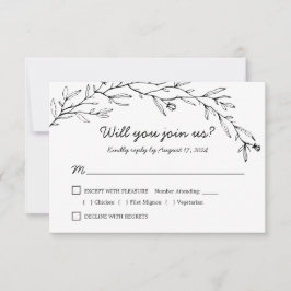 Cartão RSVP Confirmação de Casamento Floral Botânico com Escol
