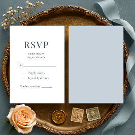 Cartão RSVP Confirmação de Casamento Minimalista Azul Costeira