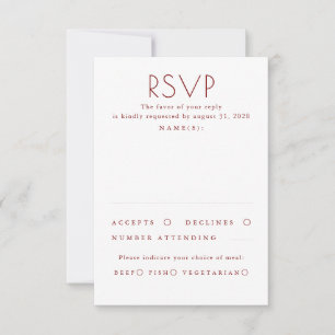 Cartão RSVP Confirmação de Casamento Minimalista Moderna Verme