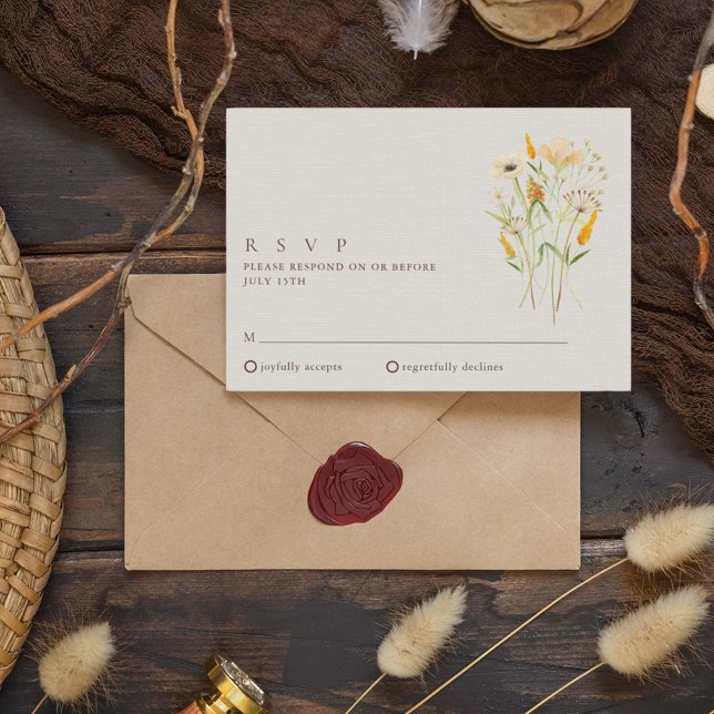Cartão RSVP Confirmação de Casamento no Jardim Botânico de Flo (Wildflowers Botanical Garden Wedding RSVP)