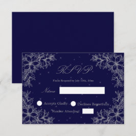 Cartão RSVP Confirmação de Casamento Prateado com gráficos Flo