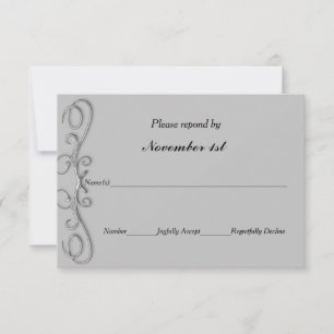 Cartão RSVP Confirmação de Casamento Redemoinhos de Prata ou C