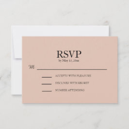 Cartão RSVP Confirmação de casamento Rosa Bege