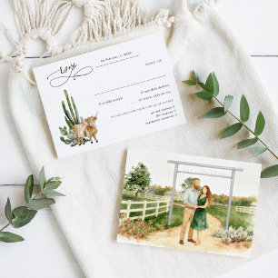 Cartão RSVP Confirmação de Casamento Rústico Texas Cactus & Co