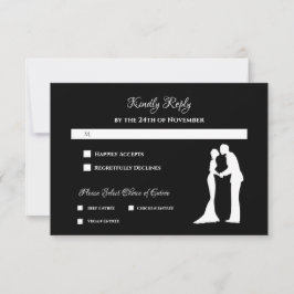 Cartão RSVP Confirmação de Casamento Silhueta Preta