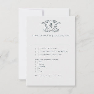 Cartão RSVP Confirmação de Casamento Vintage Crest Regency