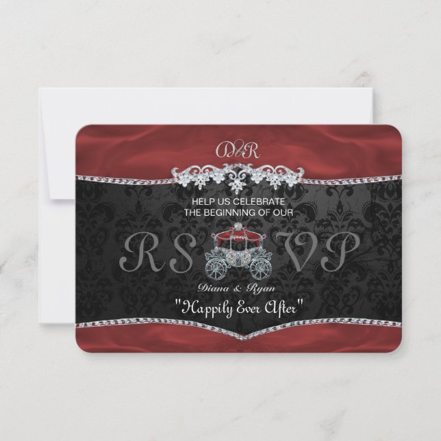 Cartão RSVP Confirmação de Conto de Fadas Real (Frente)